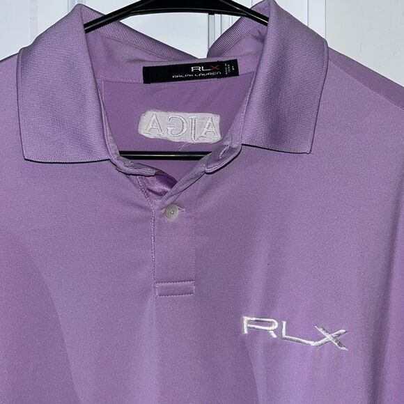 Lavender RLX Polo Ralph Lauren Timuquana CC & logos Golf polo shirt L Wyndham - Picture 3 of 5